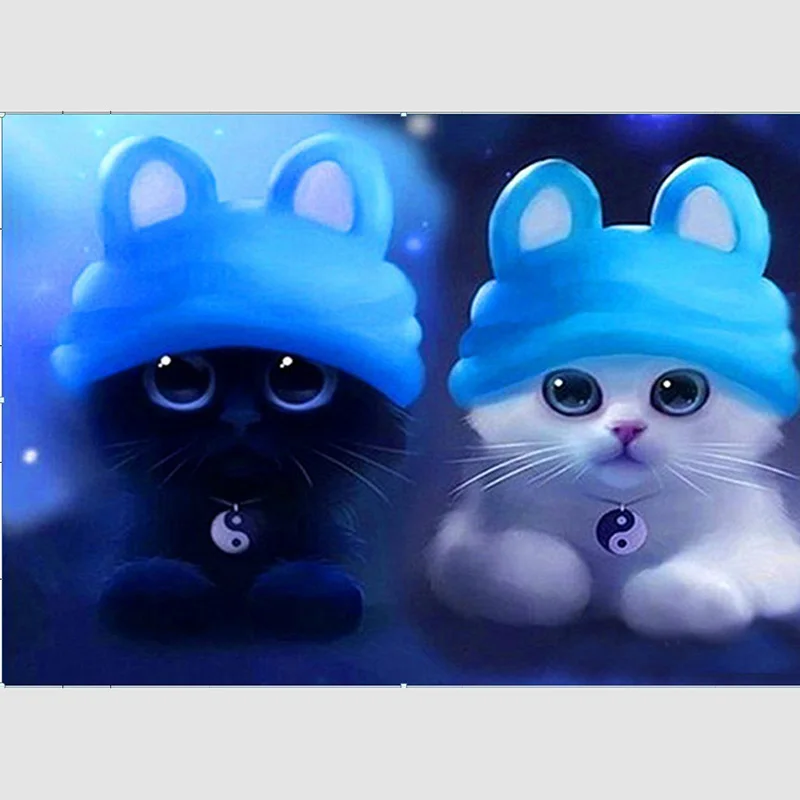 

DIY 5D Diamond Mosaic Cartoon Cats Handmade Diamond Painting Cross Stitch Kits Diamond Embroidery Patterns Rhinestones Arts H6