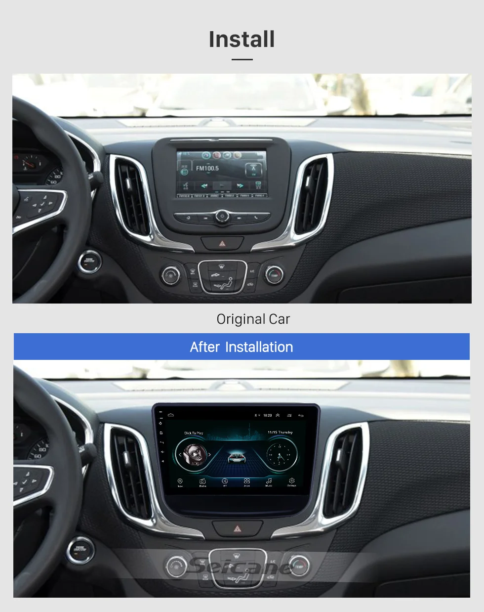 Seicane 10,1 дюймов Android 8,1 Автомобильный gps радио для- chevy Chevrolet Equinox с HD сенсорным экраном Поддержка Carplay TPMS 2din