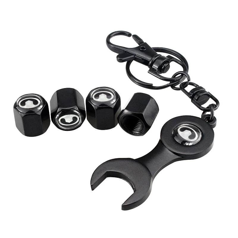 Auto Decorations Car Styling Alloy Valve Stem Caps Covers with Tool Wrench Keychain for Great Wall Hover m4 h3 h5 h6 Wingle c30 |