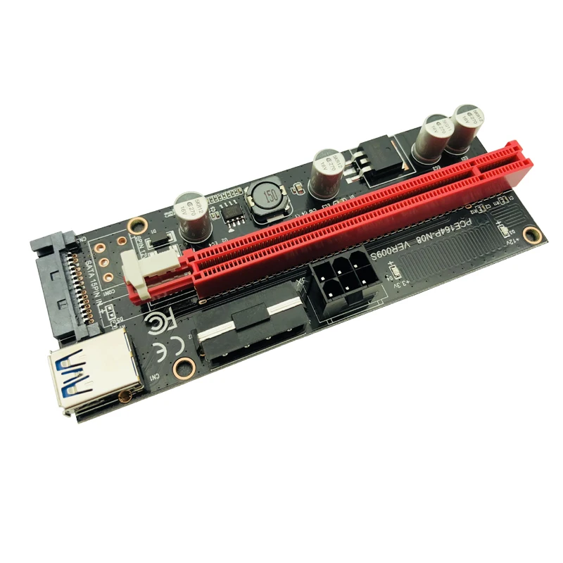 Расширитель PCIe 009s PCI E 1x к 16x 60 см USB 3 0 кабель SATA 6Pin 4pin molex стояк силовой проводки