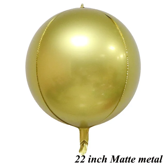 Metal Gold 1 шт. 22 дюйма золото серебро 4D круглые воздушные шары из фольги Anniversaire Свадебные украшения на день рождения гелиевый надувной балоны Globos - Цвет: Metal Gold