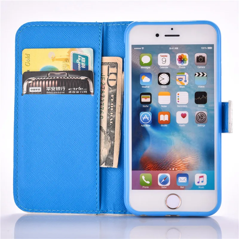 KINBOM симпатичный кошелек чехол для Iphone 5c 5S Se Мультфильм Пейзаж Pattern Shell 6s p Touch 5 6 из