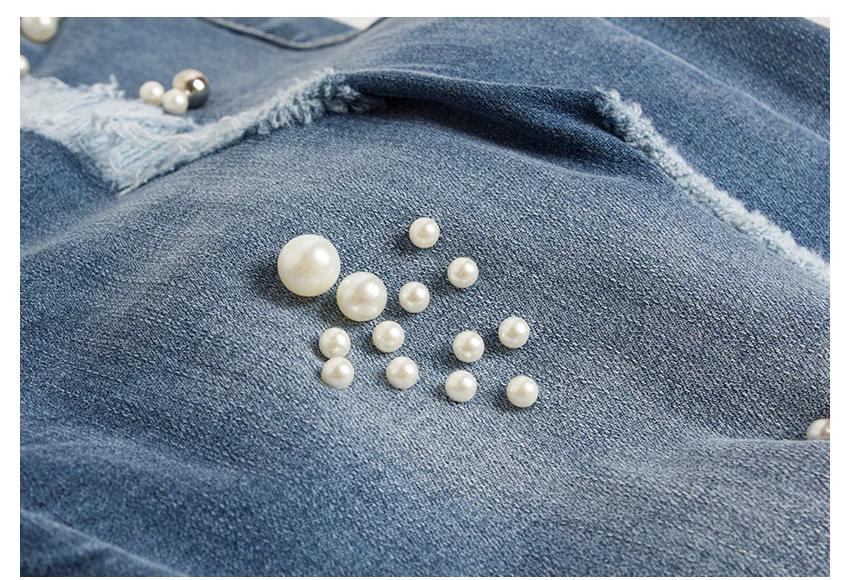 Рваные узкие джинсы LOGAMI Женские джинсы-карандаш с бусинами весна-лето женские