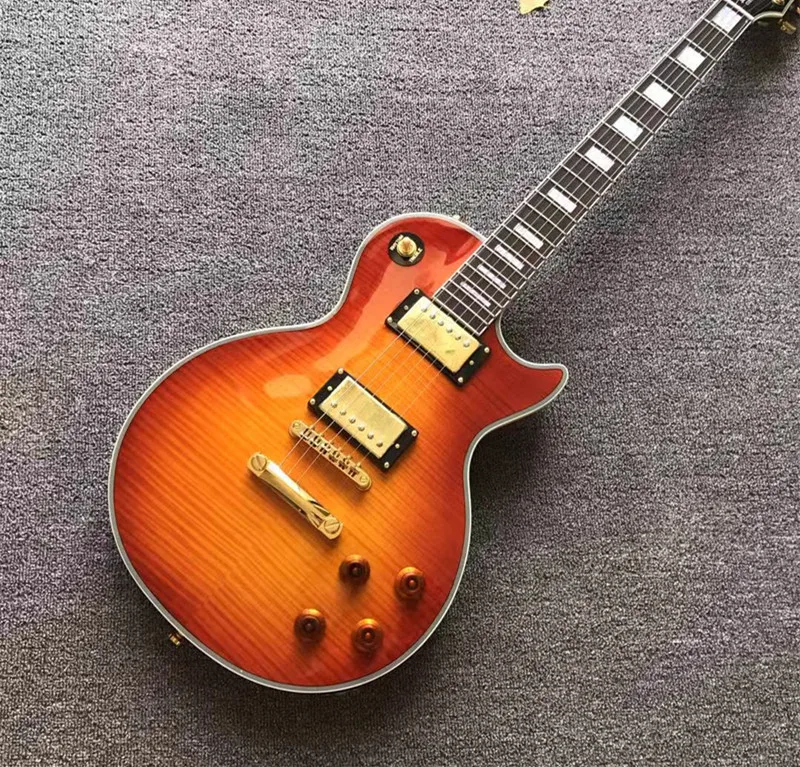 Оптовая продажа правшей электрогитары с золотыми звукоснимателями и твердым