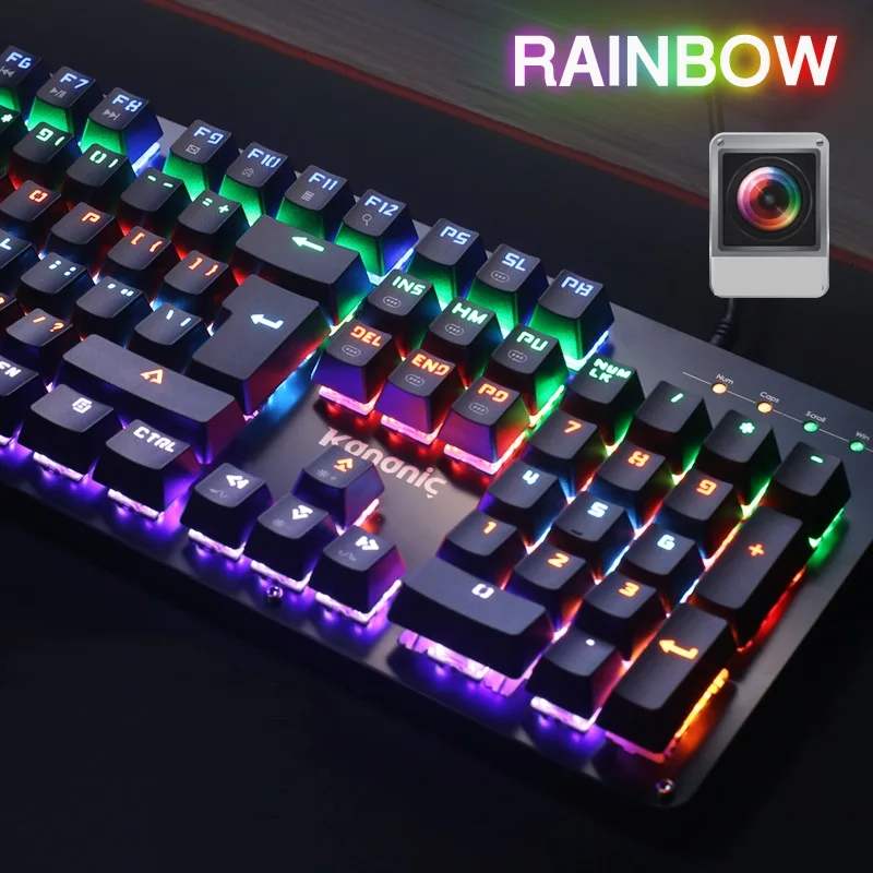 KANANIC 104 ключ RGB подсветка USB Проводная эргономичная Механическая игровая клавиатура плавающие клавиши, пластина из алюминиевого сплава