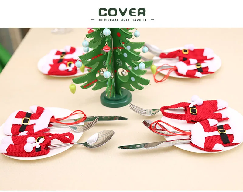 1 Set Spoon Knife Fork Storage Tool Christmas Decorative Tableware Clothes |