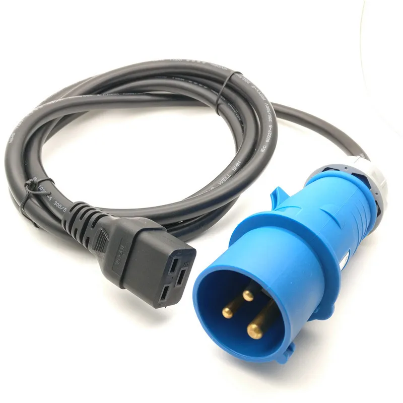 Высокое качество 2 м синий IEC309 16A/32A к IEC 320 C19 для UPS/PDU удлинитель питания Кабель
