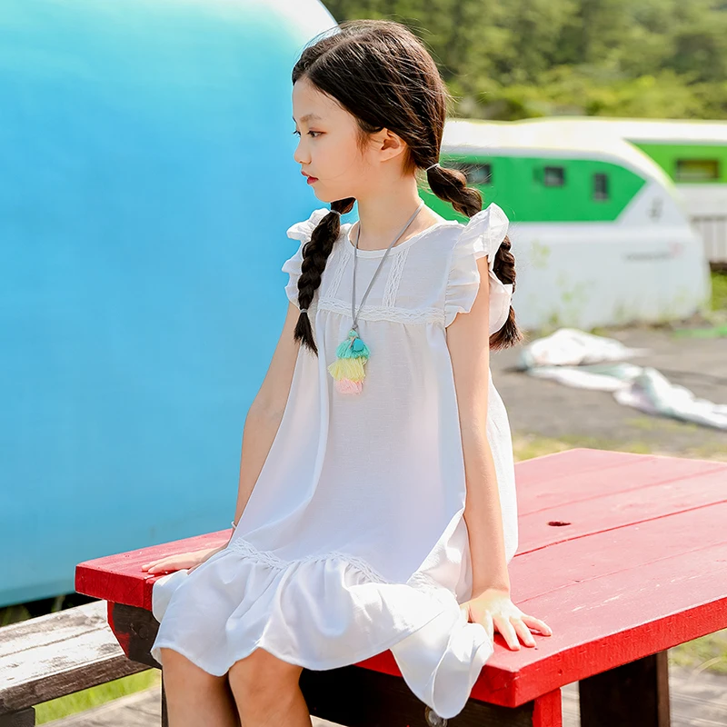 Платье для маленьких девочек До Колена с рукавами-лепестками одежда новинка 2020