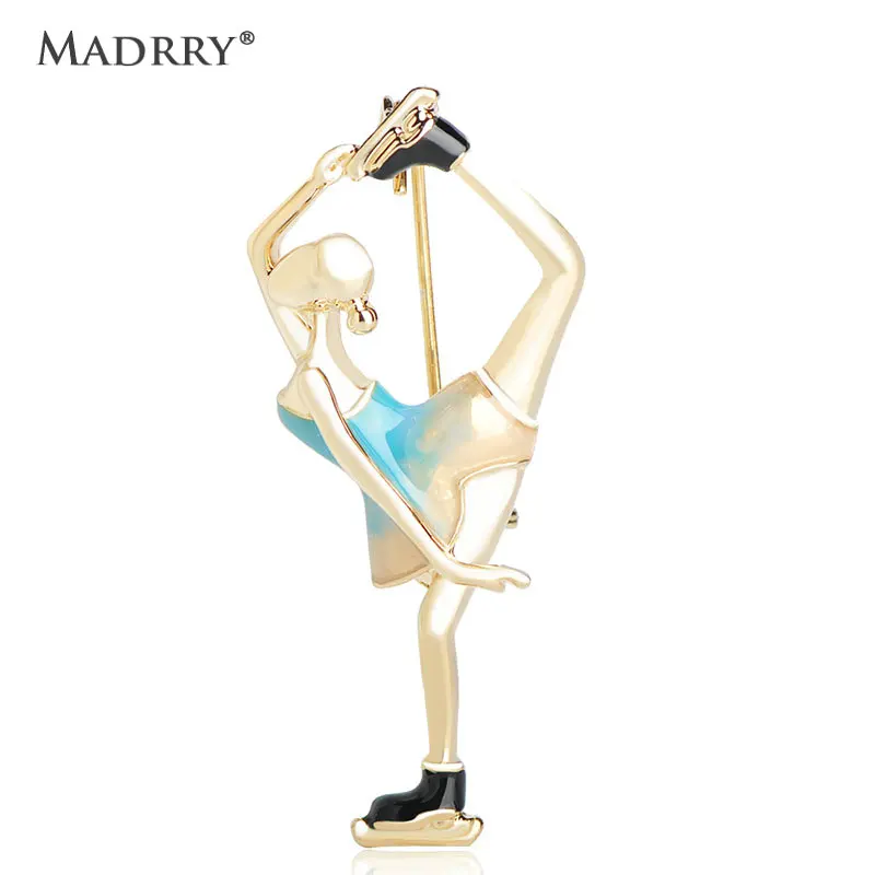 

Madrry Blue Enamel Skater Girls Brooches For Women Girls Gold Color Party Dress Suit Clothes Accessories Brooch Hijab Pins Joyas