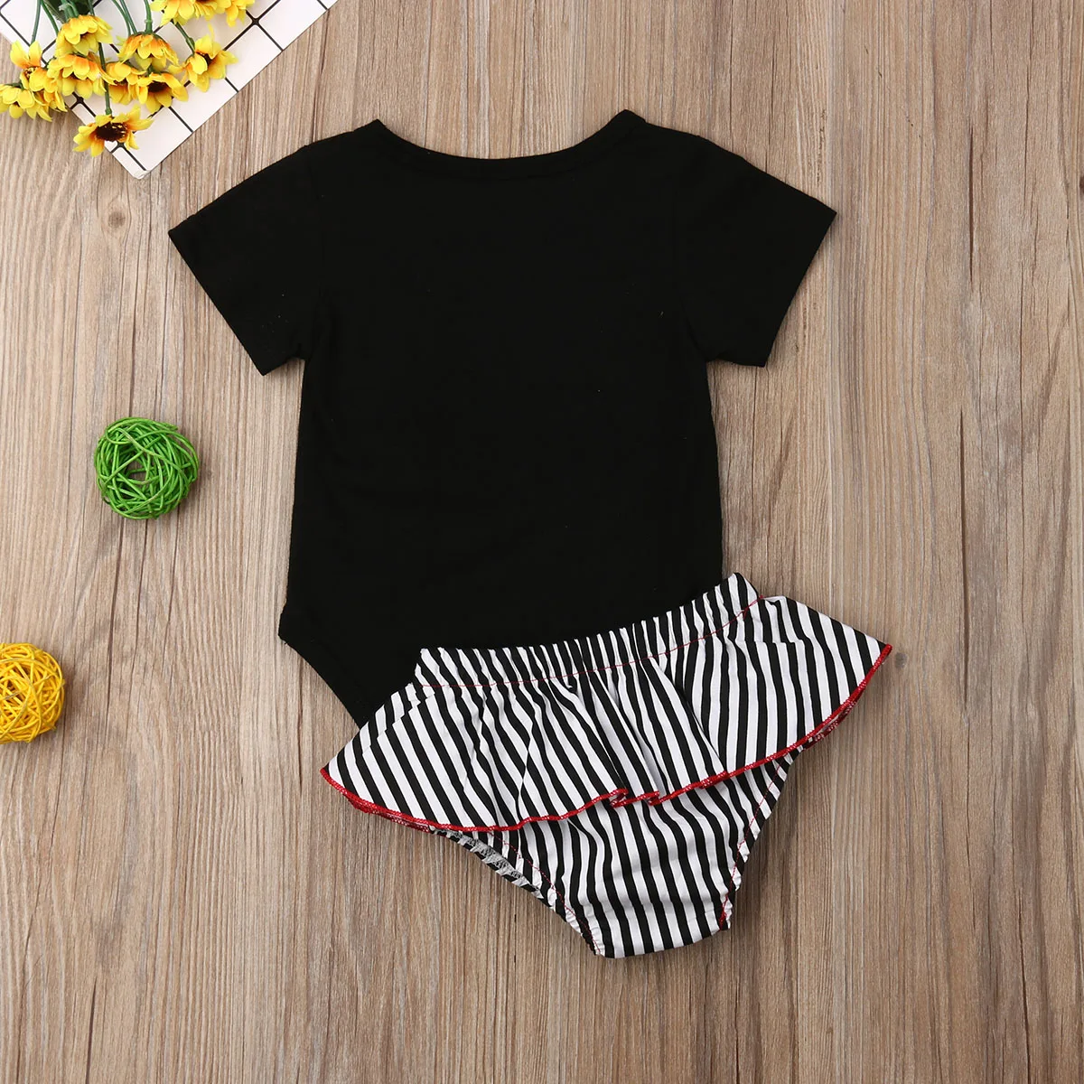 Baby Girls Newborn Clothes Cotton Romper Short Sleeve Print Letter Jumpsuit Summer Shorts 2PCS Sunsuit Set | Детская одежда и
