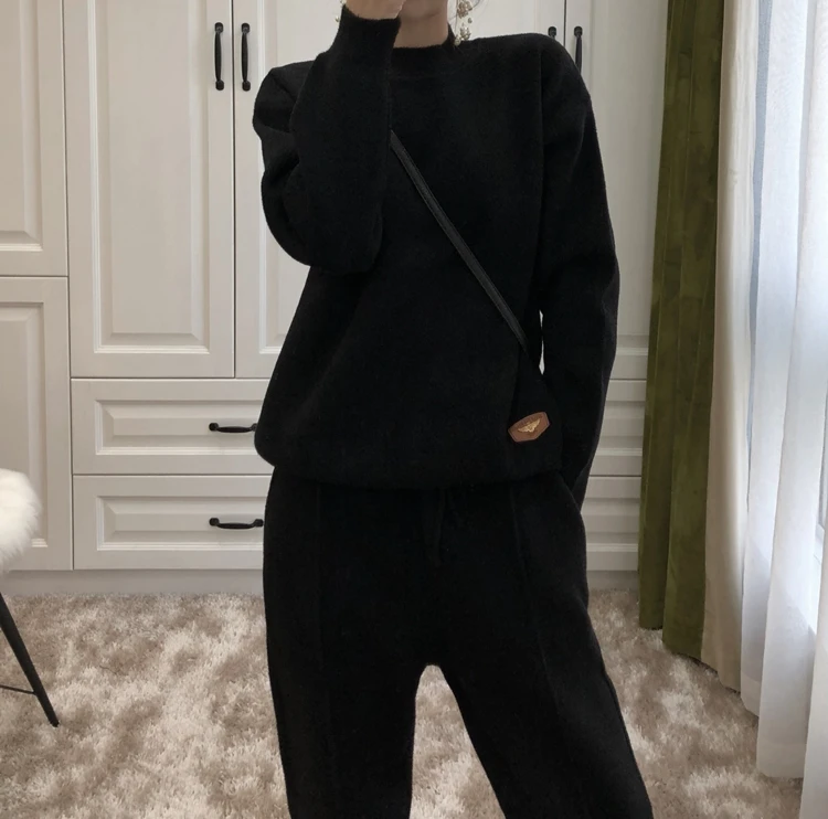 BGSOLID Knitted Wool Set New Fashion Loose Slim Cashmere Sweater Pants Two-piece Wholesale and Direct Sets are very popular | Женская
