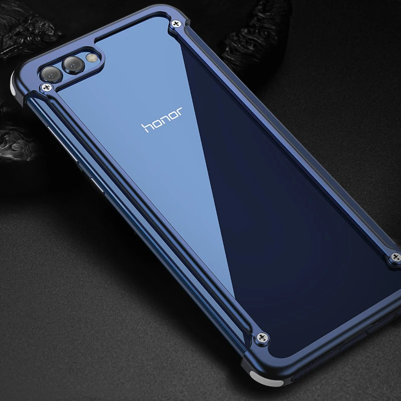 OATSBASF подушка безопасности металлический чехол для huawei honor V 10 30 30pro чехол персональный металлический корпус бампер крышка с подарочной стеклянной пленкой - Color: Blue