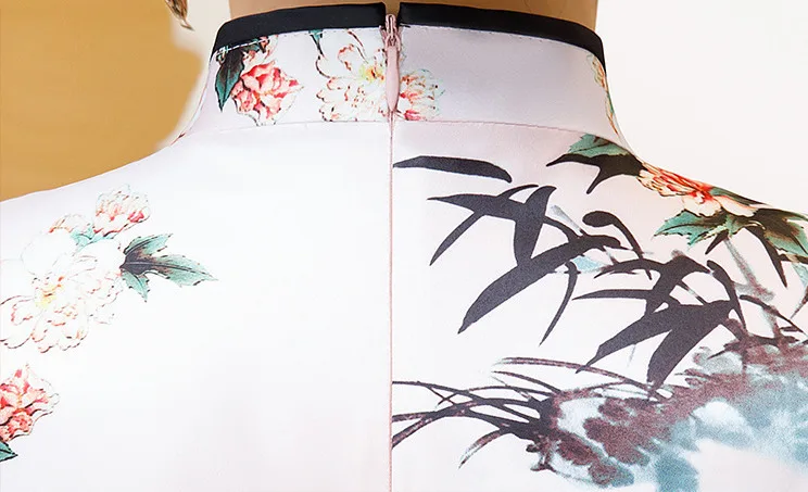 Sheng Coco 4XL длинный Vestido традиционная китайская одежда женский Чонсам платья наклонная Пряжка цветы шелк розовый плюс Размер Qipao