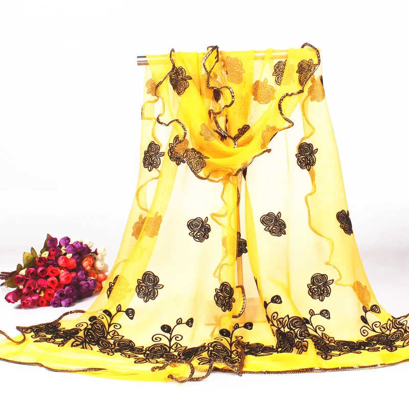 Лидер продаж фиолетовый цветок леди кашне Накидка женская вуаль кружевные шарфы