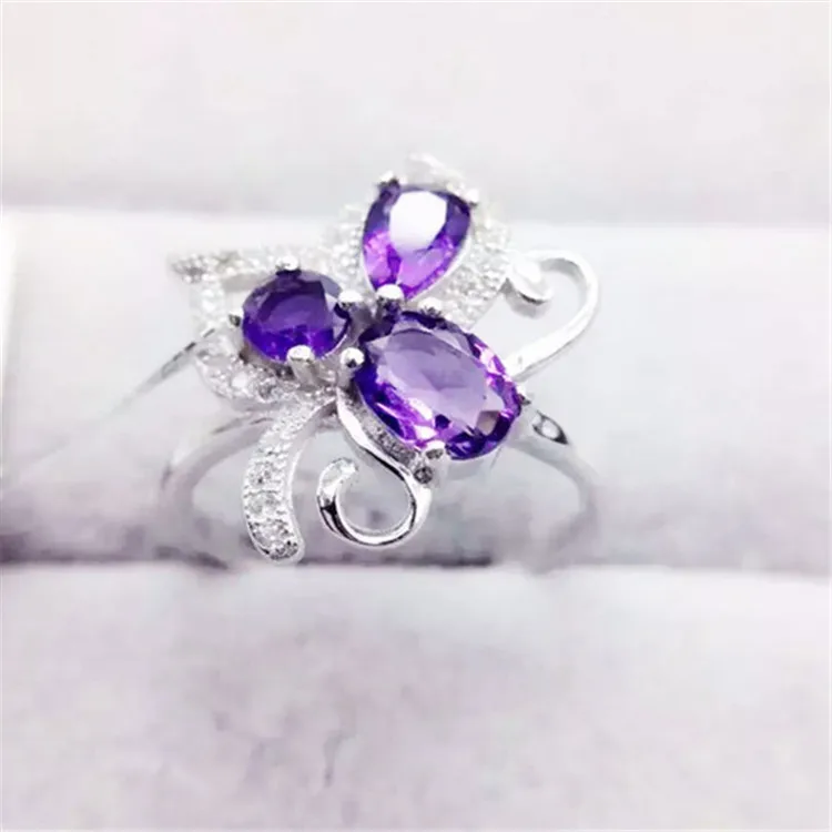 

2016 new 925 Silver Ring Butterfly Purple tide lady ring