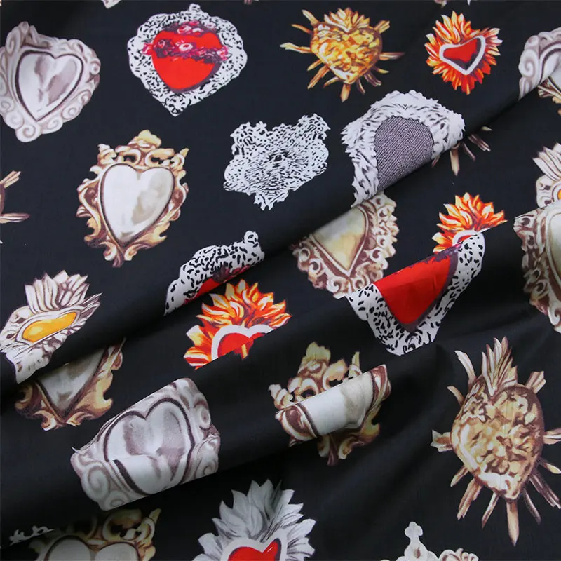 Хлопковая ткань с цифровым принтом sacred heart 60S хлопковый поплин для женщин летнее