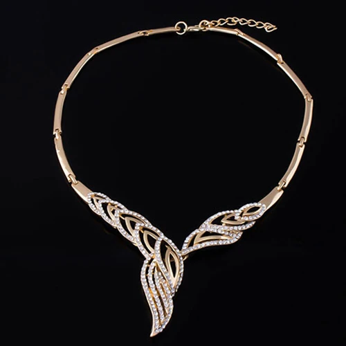 Hot Wedding Bridal Party Wavy Rhinestone Choker Necklace Bracelet Ring Earrings Set nigerian wedding jewelry set | Украшения и