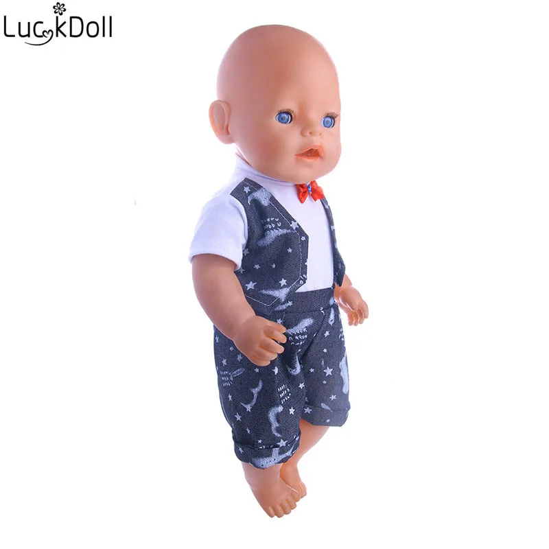 Костюм-бант LUCKDOLL с принтом подходит для 18-дюймовых американских кукол 43 см