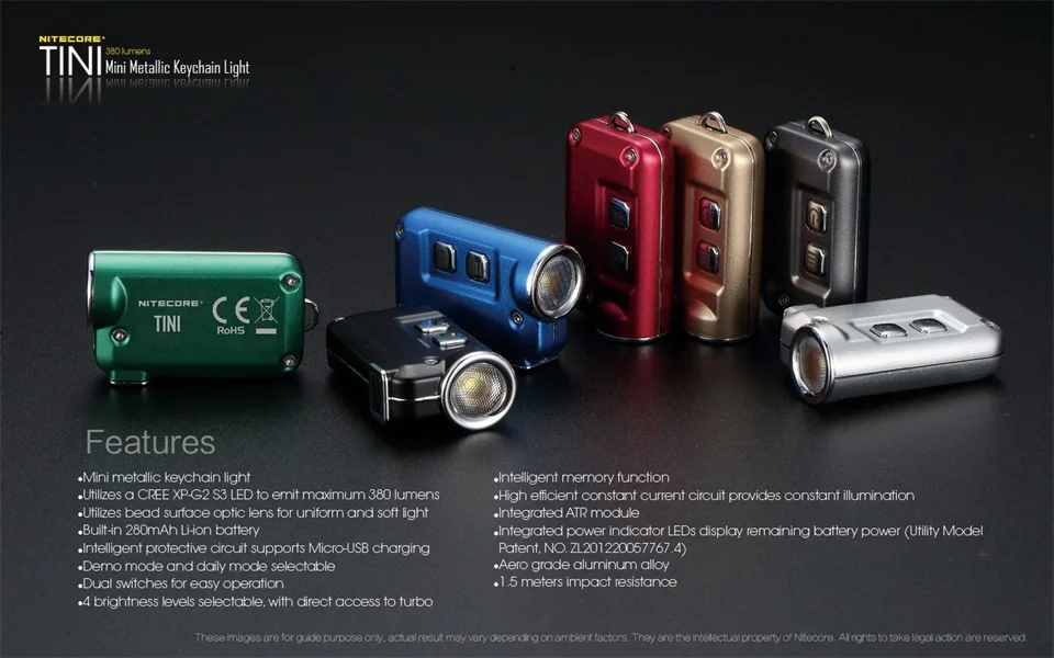 NITECORE TINI брелок свет 380 люмен CREE XP G2 S3 LED USB Перезаряжаемый встроенный аккумулятор