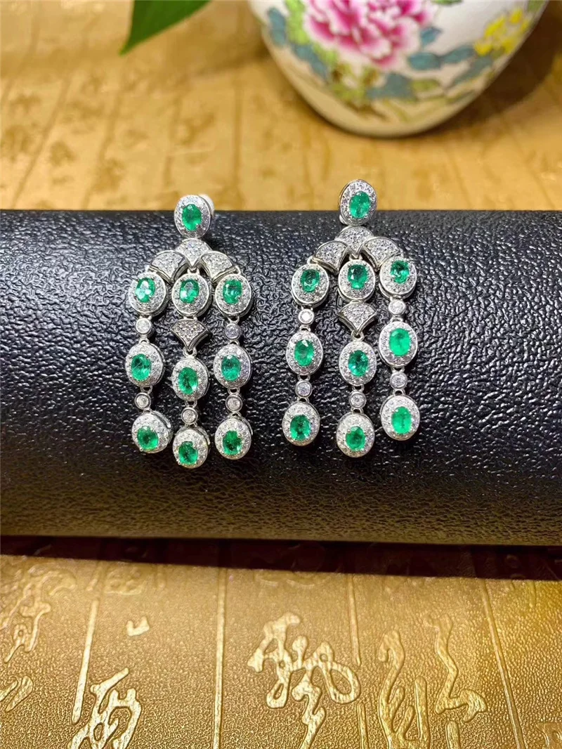 Серьги подвески из натурального изумруда для женщин вечеринок высокое качество