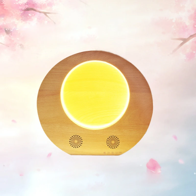 Деревянная Bluetooth стерео полная луна лампа многофункциональное косметическое