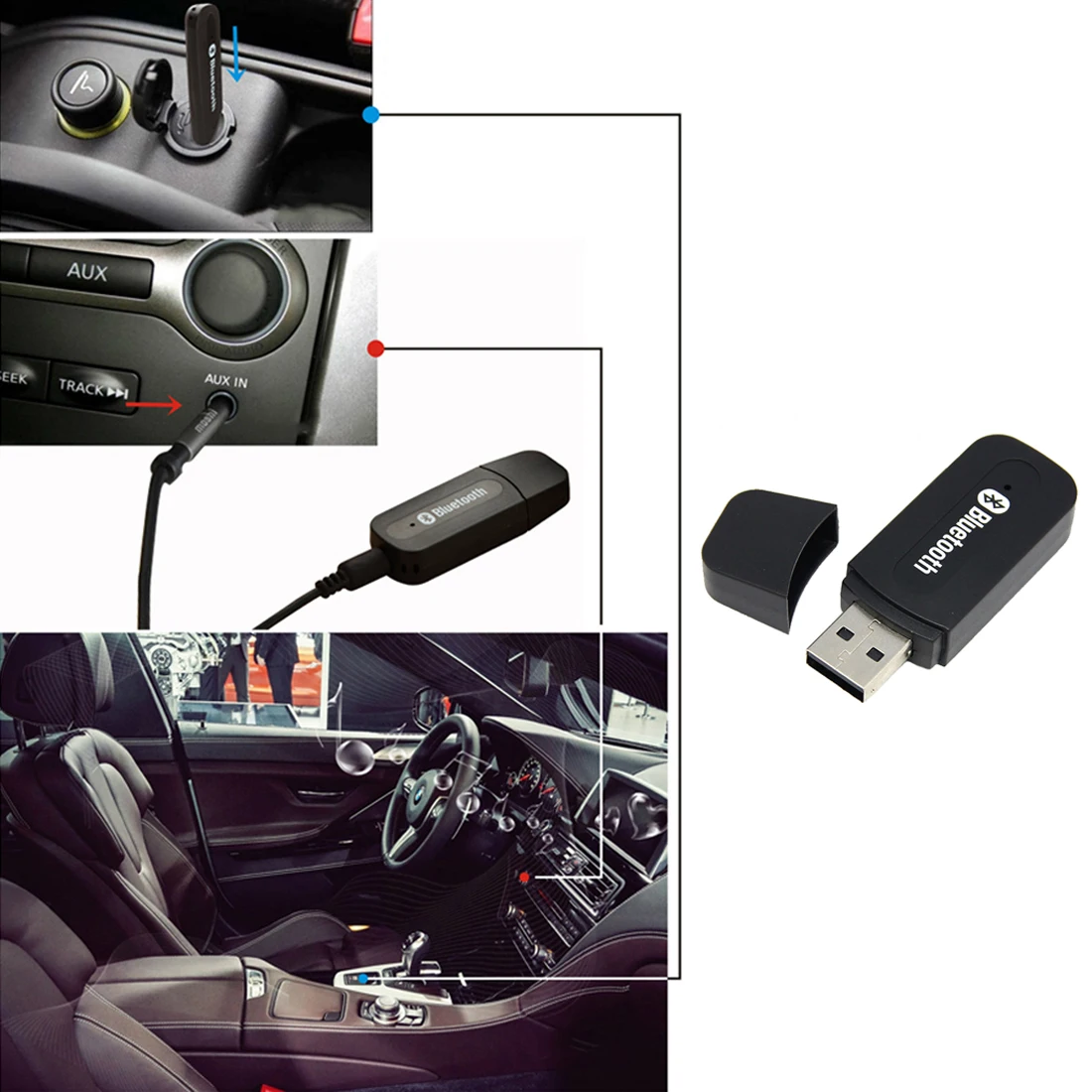 USB беспроводной Bluetooth совместимый музыкальный стерео приемник адаптер AMP Dongle Audio