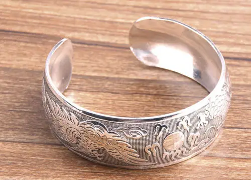 10 PCnew Тибет Серебряные Манжеты Браслет Рыба Цветок Резные Новая Горячая j3456 |