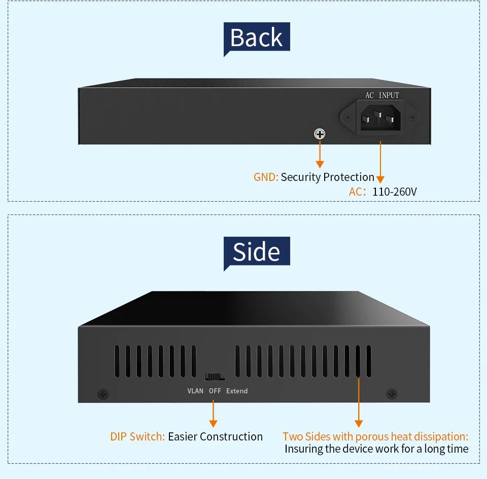 

Comfast CF-SF181P 8 port POE + 2 Port UP-Link Ethernet POE switch CF-SF181P 120W High Power supply 2G High back bandwidth