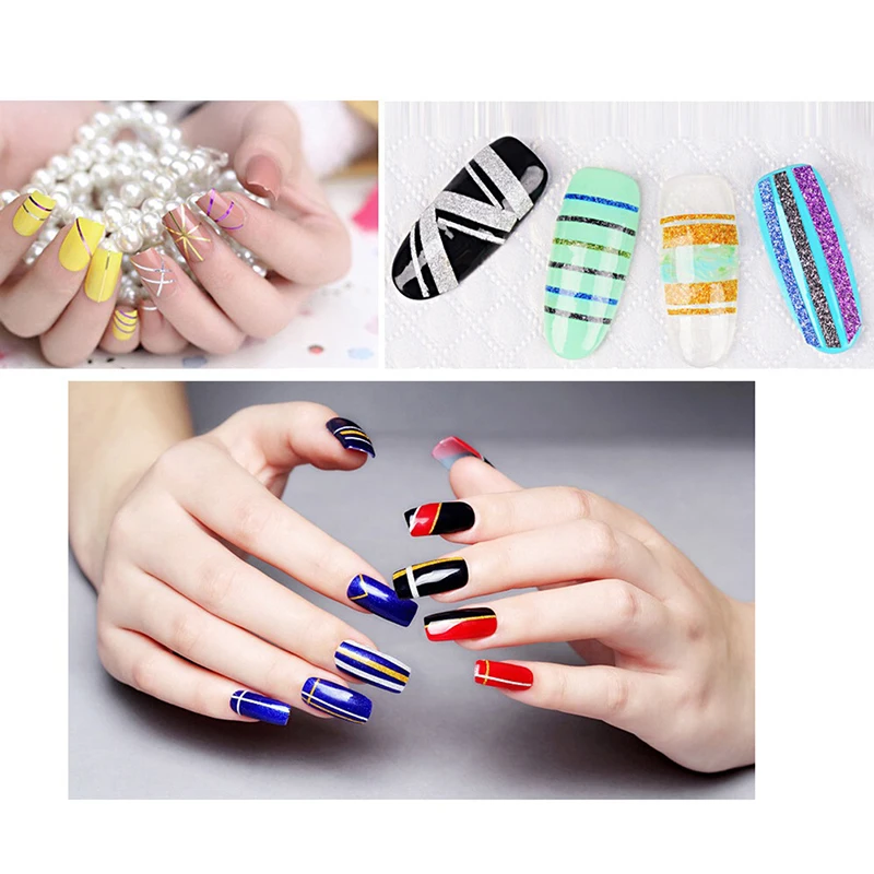 6/14 рулонов набор матовых блестящих наклеек для ногтей 1/2/3 мм разноцветные линии
