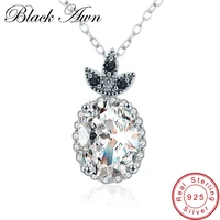 black awn 925 sterling silver necklace for women trendy pineapple necklaces pendants silver 925 jewelry p044