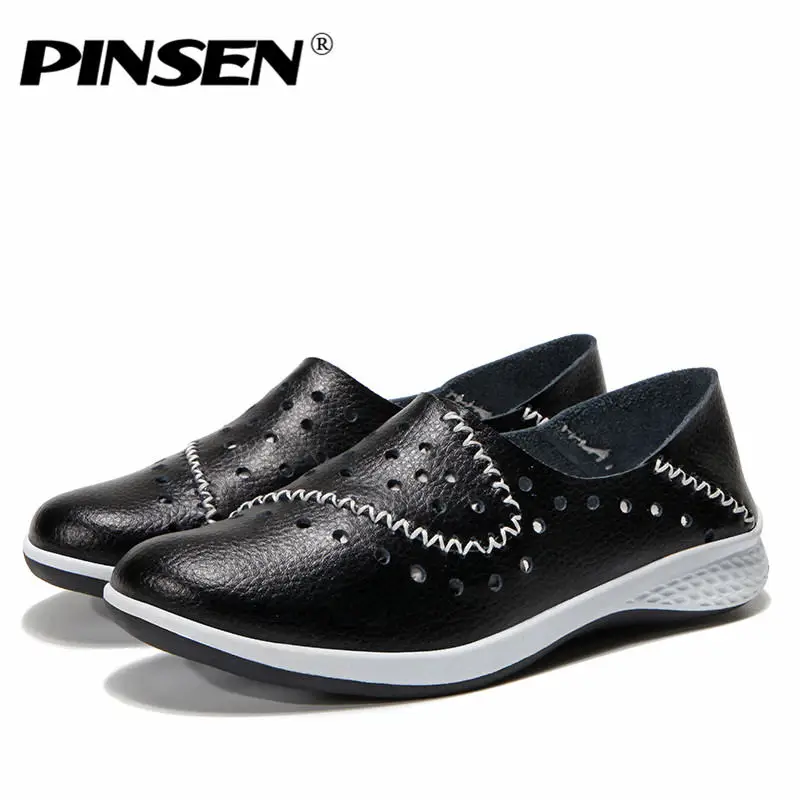 PINSEN/2020 Женские туфли на плоской подошве из натуральной кожи слипоны Ballerines Femme
