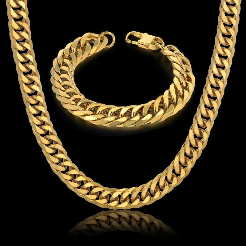 Комплект ювелирных украшений из цепочки и браслета в стиле хип хоп|jewelry sets|wholesale