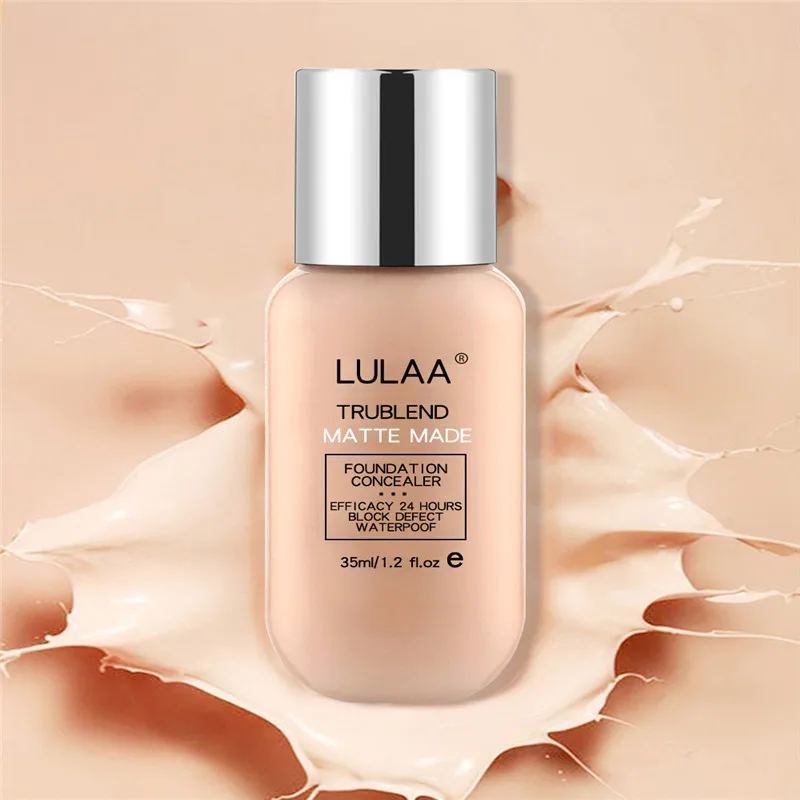 Natural 35ml Soft Matte Long Wear Foundation Oil Control Waterproof Concealer Liquid Foundation Cream Women Beauty Makeup TSLM1