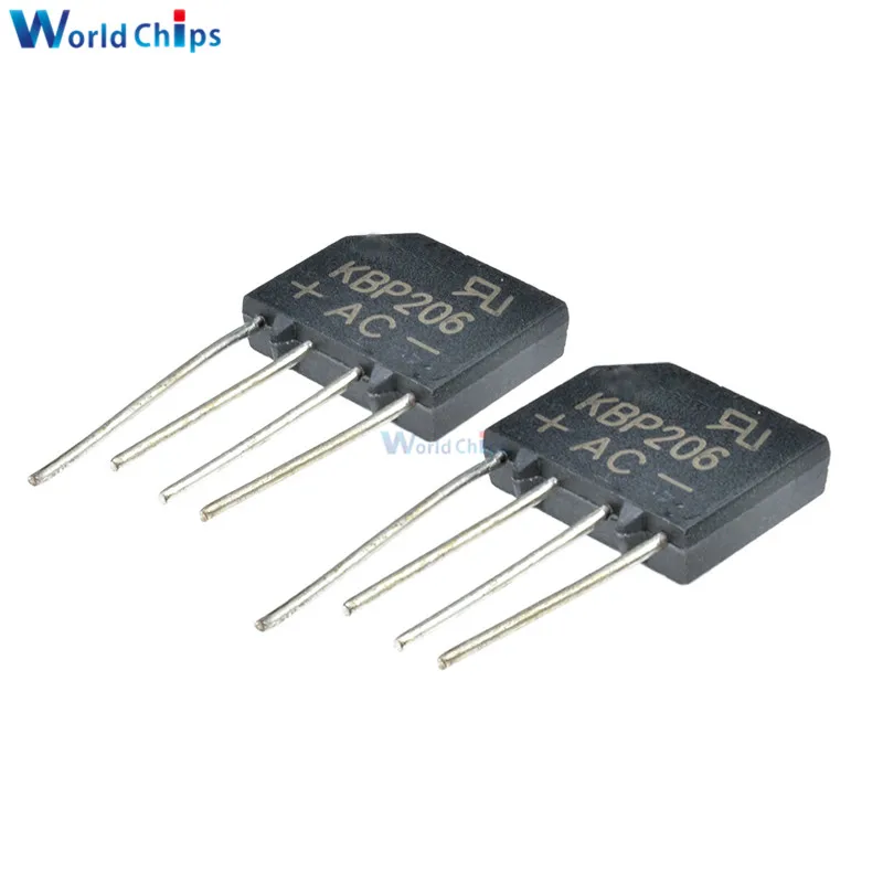

5pcs Diode Bridge Rectifier 600V 2A KBP206G KBP206 SIP-4 Single Phase
