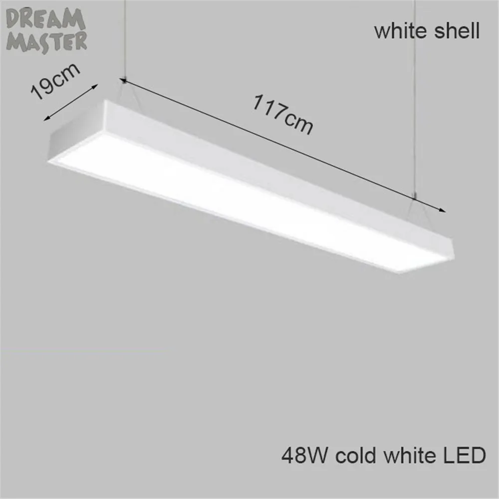 Черно-белая L120cm длинная Светодиодная лента подвесные лампы для офиса 28W 36W 48 W