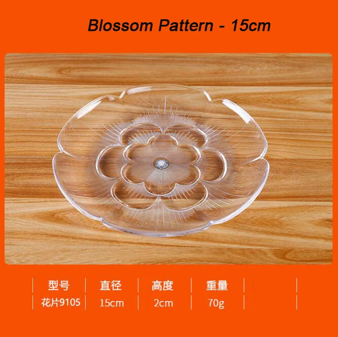 Round-Blossom 15cm Высокопрозрачная акриловая тарелка для десерта, фруктовая тарелка для закуски, десертный поднос, вечерние, праздничные стойки для торта, поднос для выпечки, посуда - Цвет: Round-Blossom 15cm