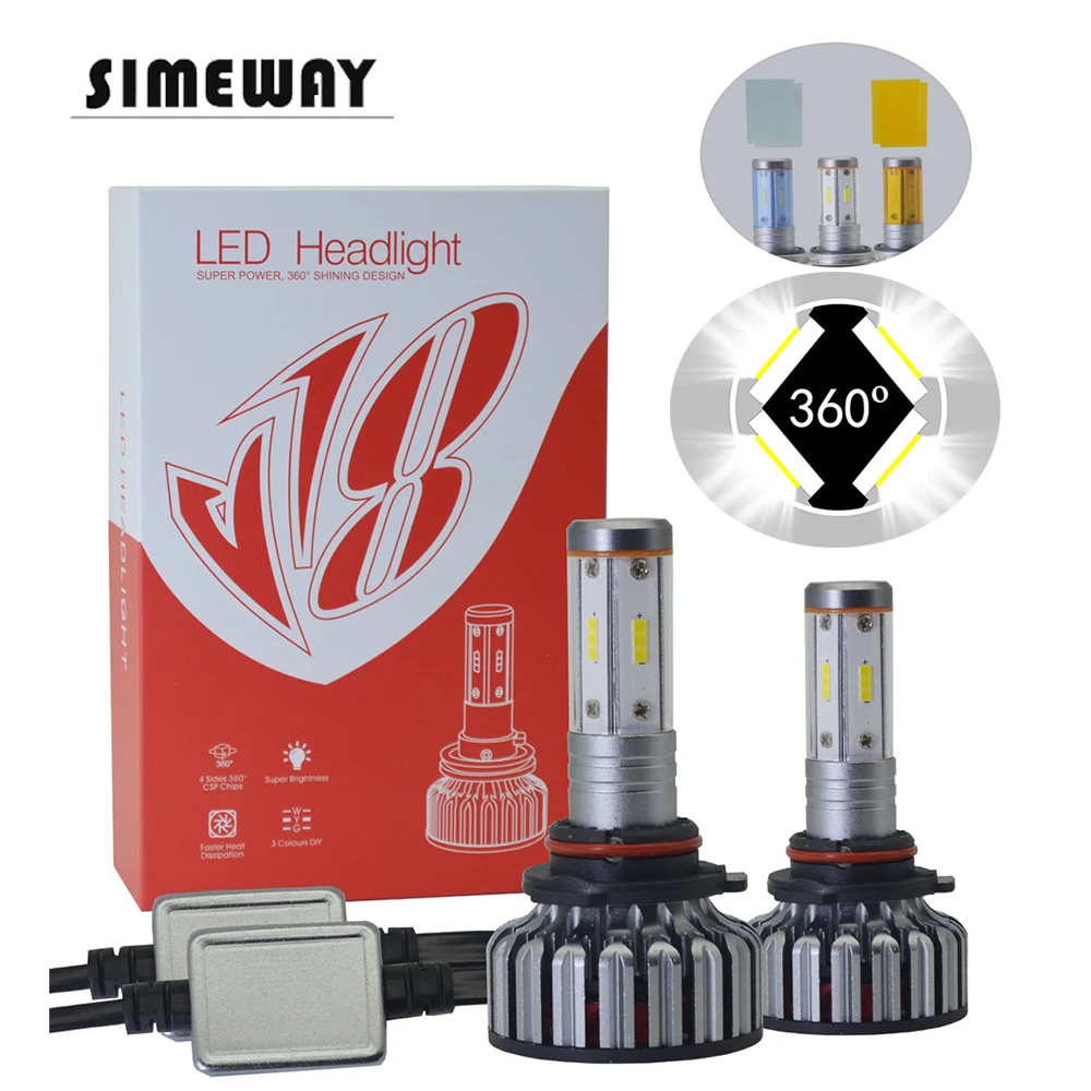 Simeway 4 стороны H8 H9 9006 HB4 Авто Противотуманные фары 12V 6000LM H7 светодиодный H1 H4 H11 9005 9004