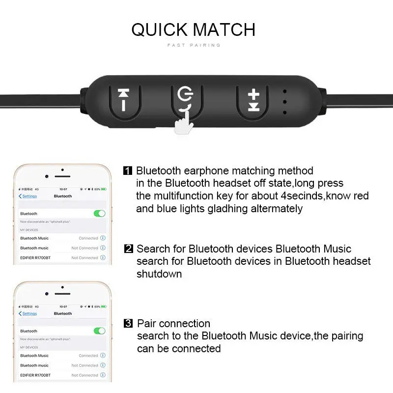 XT11 магнитные Bluetooth наушники V4.2 стерео спортивные водонепроницаемые беспроводные