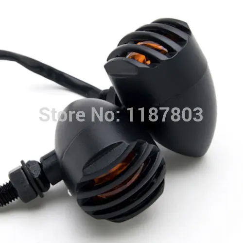 

Metal Bullet Black Amber Bulb Motorcycle Turn Signal Cruiser Custom Indicator Light For Harley Chopper Bobber CAFE RACER