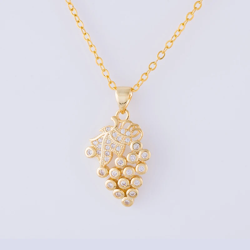 

Hot Trendy Jewelry Cute Zircon Grape Charms Necklaces & Pendants For Women Wholesale Gold Color Pendant With Chains Bijoux Colar