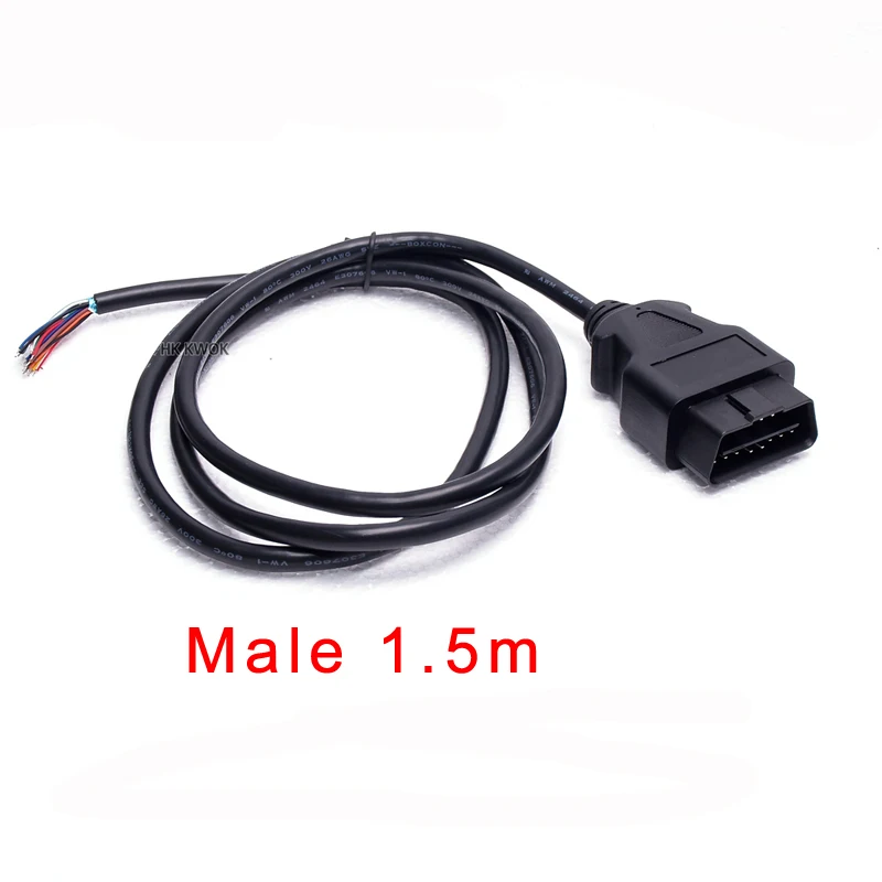 1.5m Male 30 см/1,5 м 16 Pin штекер OBD2 II соединительный кабель+ OBD штекер+ Корпус+ SR+ винт удлинитель открывающийся кабель диагностический инструмент - Цвет: 1.5m Male