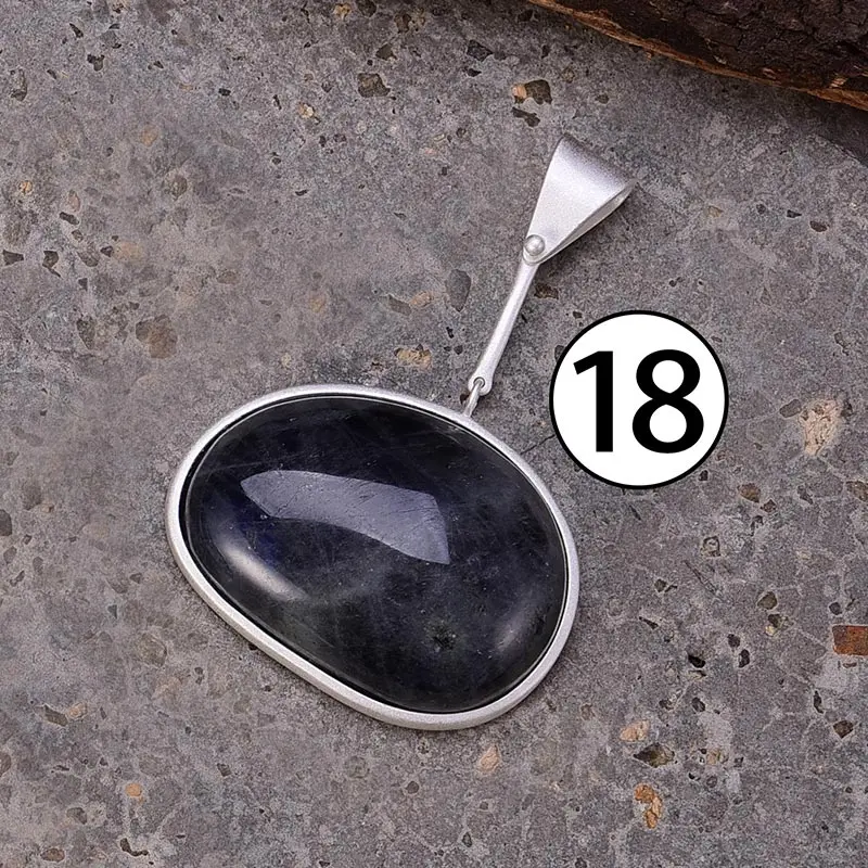 Lotus Fun реальные стерлингового серебра 925 натуральный Лабрадорит ручной работы Fine Jewelry озеро слезы кулон без Цепочки и ожерелья Для женщин - Цвет камня: 18