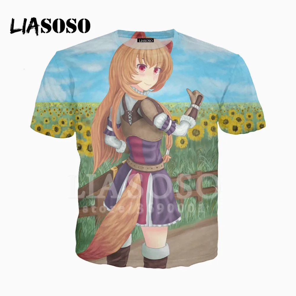 LIASOSO/футболка унисекс с 3D принтом аниме Tate No Yuusha Rising Of The Shield Hero Kawaii для девочек