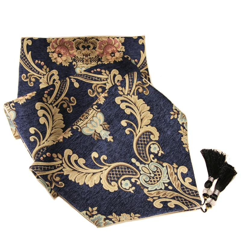 

European Style Chenille Embroidery Table Flag Dining Table Table Runners Cabinet Decor Wedding Banquet Tablecloth Tea Set Pad