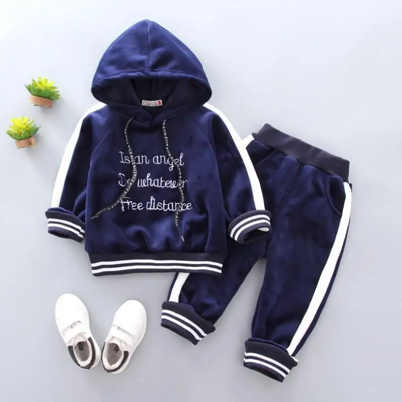 Picture color Акция, новая детская одежда Menina, зимняя одежда, толстовка с капюшоном+ штаны, комплект, Детский Теплый Бархатный плотный костюм для детей 1-4 лет - Цвет: Picture color