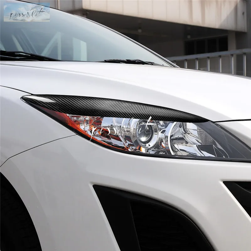Car Styling Accessories Carbon fiber Headlight Eyebrow Eyelids overlay for Mazda 3 Mazda3 JDM 2010-2013 Stickers | Автомобили и