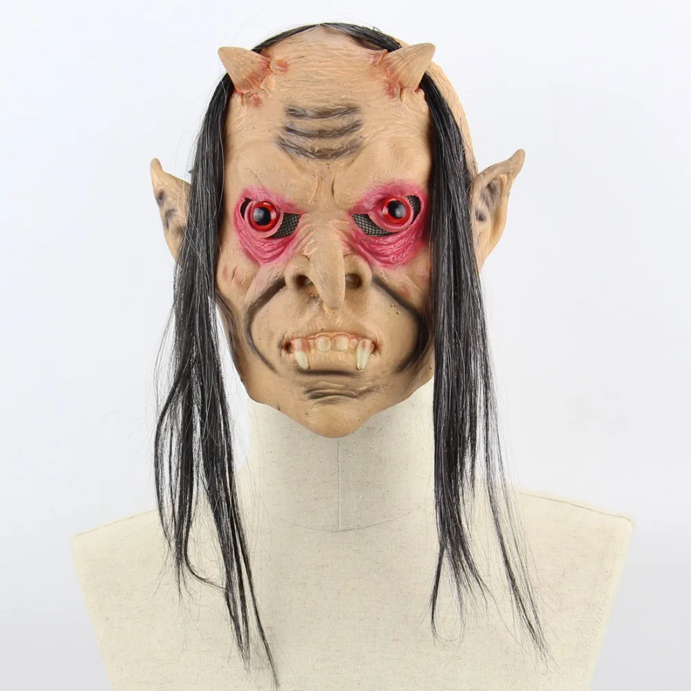 1 шт. маски для вечеринок латексные длинные волосы красные глаза демон Хэллоуина