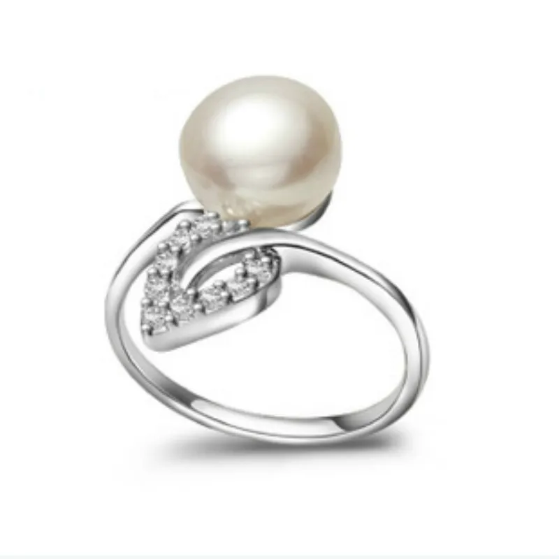 

Freshwater pearl Micro Zircon leaf adjustable size women rings
