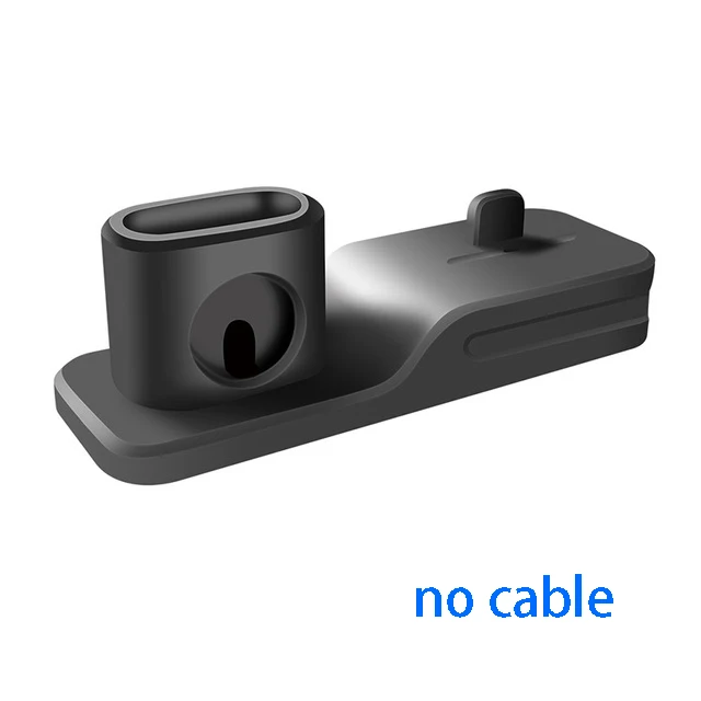 Black(no cable) 3 в 1 Держатель зарядного устройства для мобильного телефона, коробка для хранения кабеля для Apple watch, зарядная подставка для airpods iPhone, противоскользящая силиконовая основа - Plug Type: Black(no cable)
