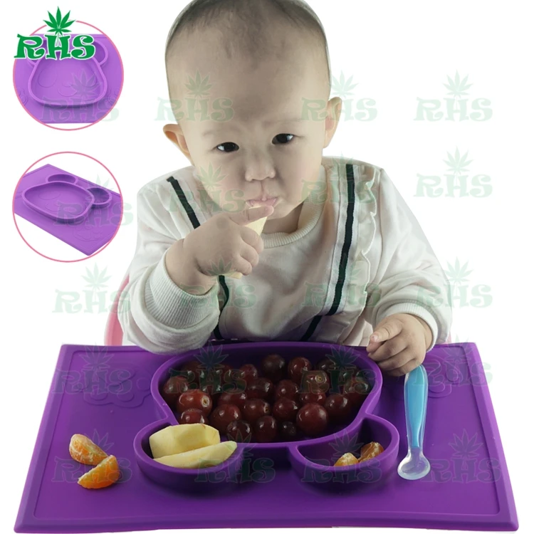 RHS FDA и BPA бесплатно силиконовые салфетки для детей пластины малышей с пандой 5